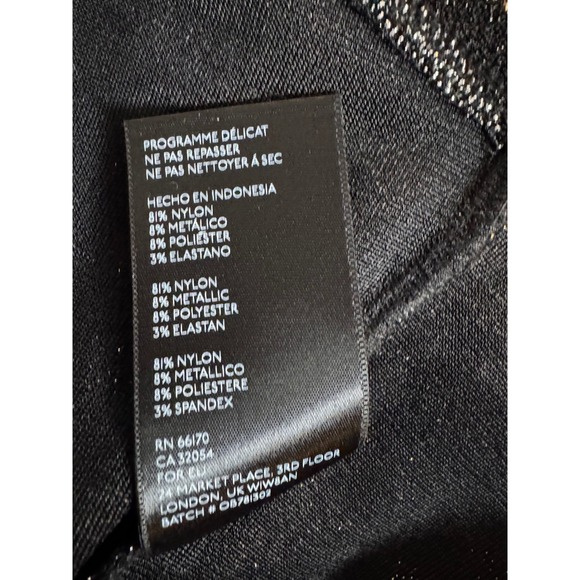 Urban Outfitters Women's Metallic Striped V-Neck Wrap Top Black Gold Silver Sz L - Picture 4 of 8